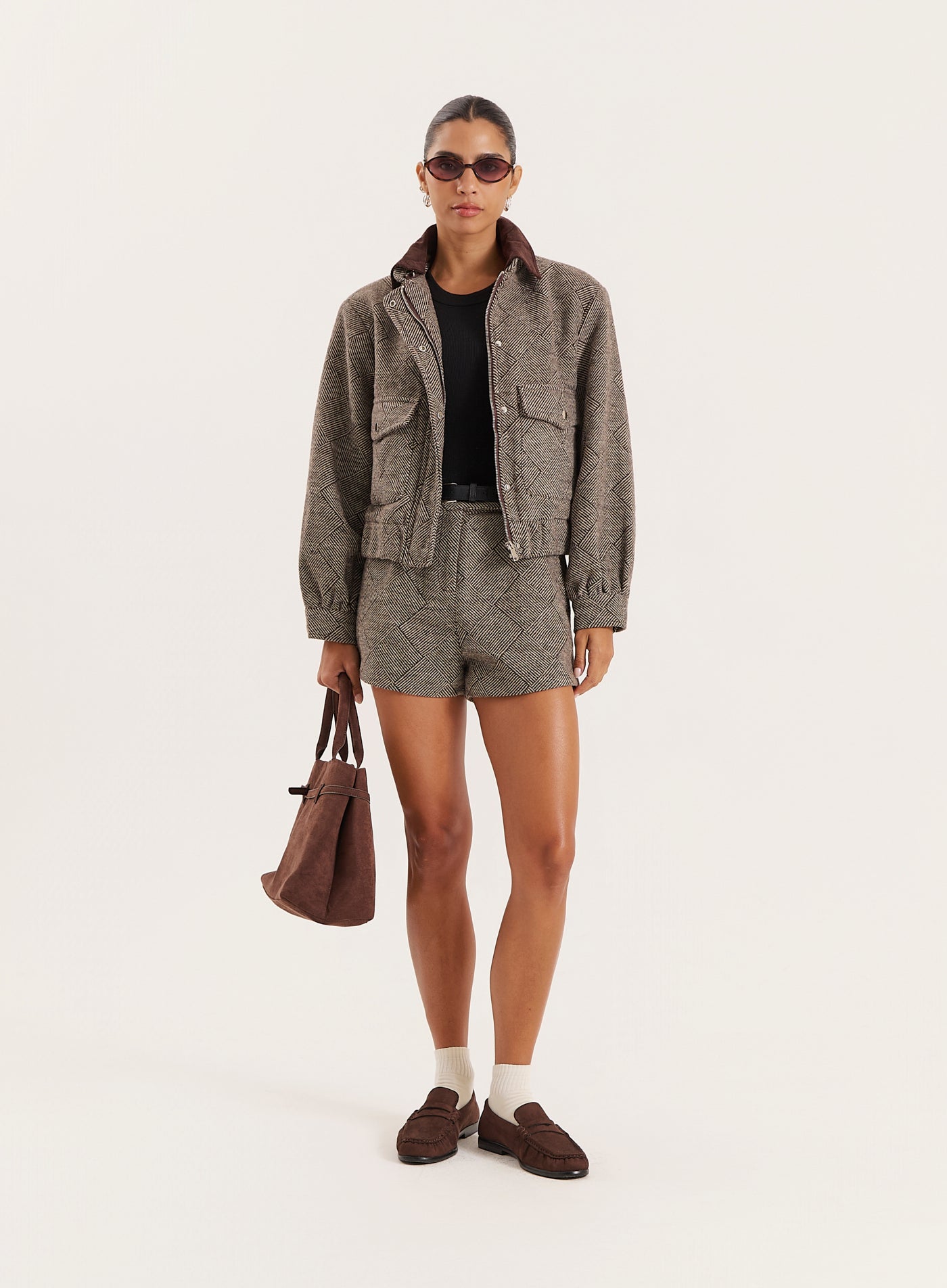 Brown Check Mini Shorts- Ingrid